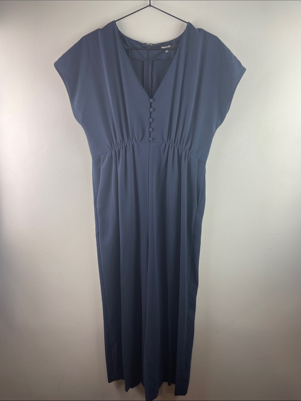 Madewell Navy Button-Front V-Neck Jumpsuit Size 4P